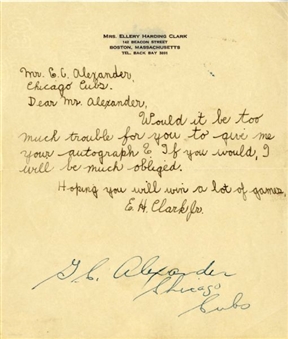 Grover Cleveland Alexander Signed Letter 